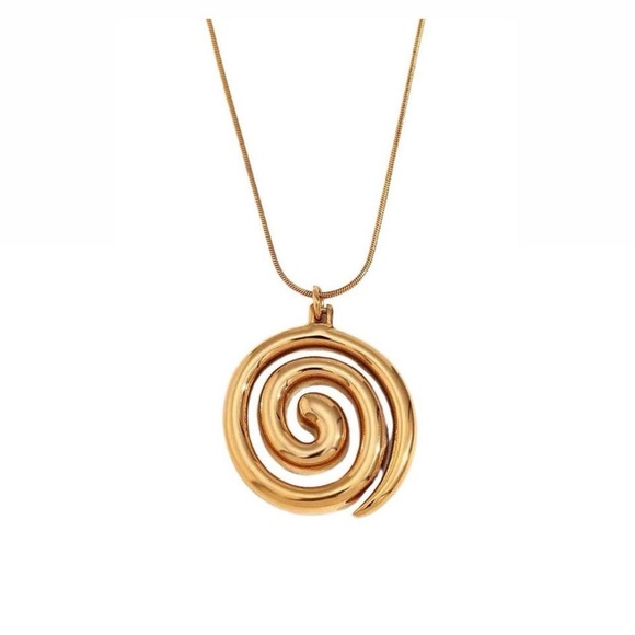 18k Gold Plated Spiral Pendent Necklace - Picture 1 of 2